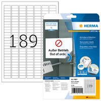 Etiket Herma 10001 A4 25.4X10MM Verwijderbaar Wit