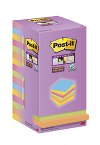 Memoblok Post-It Super Sticky 654 76X76MM Color 16 Stuks