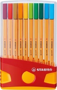 Fineliner Stabilo Point 88 Colorparade Rollerset Geel/Rood F Ass 20st