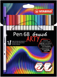 Brushstift Stabilo Pen 568/18 Arty Assorti Etui À 18 Stuks