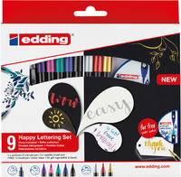 Brushpen Edding 1340 Happy Lettering Assorti Set À 9 Stuks