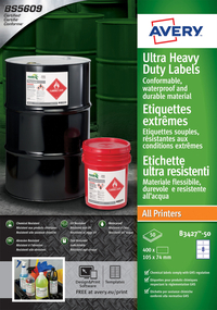 Etiket Avery B3427-50 105X74MM Polyethyleen Wit 400 Stuks