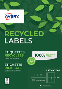 Etiket Avery LR7169-100 99.1X139 MM Recycled Wit 400 Etiketten