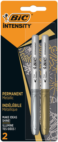 Viltstift Bic Intensity Rond Perm F MTL Zilver En Goud Blister À 2st