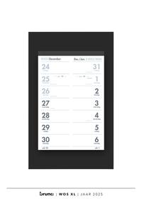 Kalender 2025 XL Schild 2WK PVC - Basis Zwart