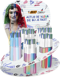 Balpen Bic 4Kleuren Medium Assorti Display À 60 Stuks
