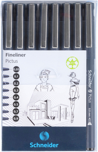 Fineliner Schneider Pictus Zwart Etui À 8 Stuks