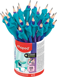 Grafietpotlood Maped Kidy Learn Met Gum En Vingerhulp Pot À 22 Stuks Assorti