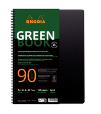 Notitieboek Rhodia Greenbook A4+ Lijn 4-Gaats 180 Pagina's 90GR Zwart