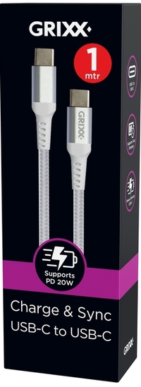 Kabel Grixx Usb-C Naar Usb-C 1M Wit
