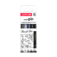 Fineliner Uni-Ball Pin Brush Art Set À 5 Stuks Assorti