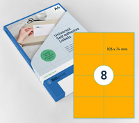 Etiket Rillprint 105X74MM Fluororanje 800 Etiketten