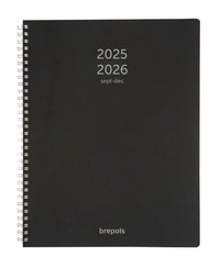 Schoolagenda 2025 Brepols 16-M Spiraal Polyprop Zwart A4 FSC