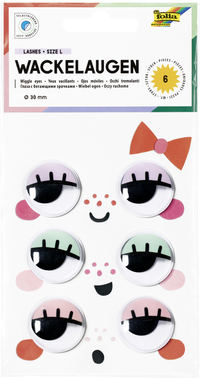 Wiebelogen Folia Met Wimpers 30MM Set À 6 Stuks Assorti