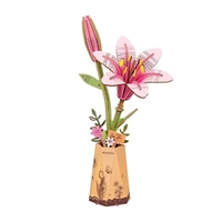 Diy 3D Houten Puzzel Bloem Pink Lily
