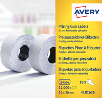 Prijsetiket Avery PLR1626 16X26MM Afneembaar Wit
