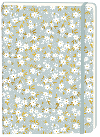 Notitieboek Witte Bloemen A5 Lijn 92 Pagina's Softcover Grijs