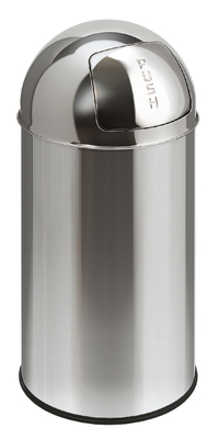 Afvalbak Pushcan Met Pushdeksel 40Liter Zilver
