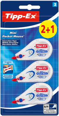 Correctieroller Tipp-Ex Mini Pocket Mouse 5MMX6M Blister 2+1 Gratis