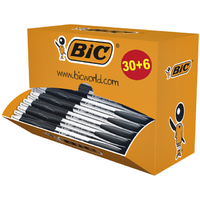 Balpen Bic Atlantis Classic Grip Clic M Zwart Valuepack 30+6 Gratis