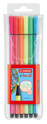 eenzaam programma Geliefde Viltstift Stabilo Pen 68 Fluor Etui À 6 Kleuren | Kantoorartikel | 633179 |  Bruna