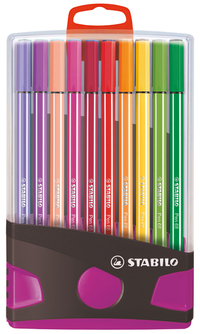 Viltstift Stabilo Pen 68 Colorparade Antraciet/Roze Etui À 20 Kleuren