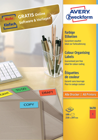 Etiket Avery Zweckform 3470 210X297MM A4 Rood 100Stuks