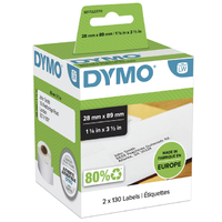 Etiket Dymo Labelwriter Adressering 28X89MM 2 Rollen Á 130 Stuks Wit
