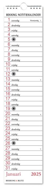 Bekking notitie kalender 2025