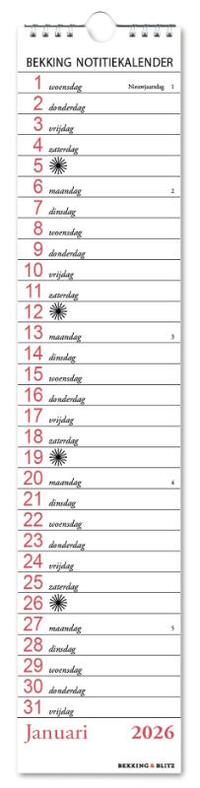 Bekking notitie kalender 2026
