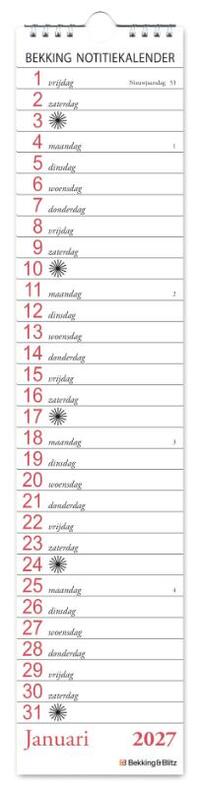 Bekking notitie kalender 2027