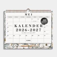 Maandkalender 2026-2027 A4+ Witte Pioenrozen