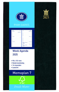Agenda 2024 Ryam Memoplan 7 Suprema 7Dagen/2Pagina's Zwart