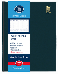 Agenda 2026 Ryam Weekplan Plus Mercury Groot Letter 7Dagen/2Pagina's Zwart