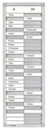 Aan-Afwezigheidsbord Legamaster 770X260MM 30 Namen