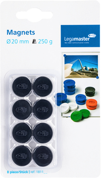 Magneet Legamaster 20MM 250GR Zwart 8 Stuks