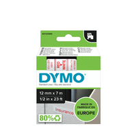 Labeltape Dymo D1 45015 720550 12MMX7M Polyester Rood Op Wit