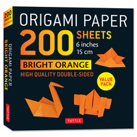 Origami Paper 200 sheets Bright Orange 6"a