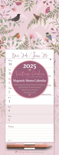 Vintage Garden Week-to-View Magnetic Calendar 2025