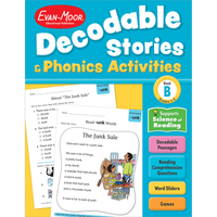 Decodable Stories and Phonics Activities, Level B, Grade 1 - 2 Workbook