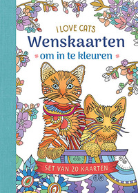 Wenskaarten om in te kleuren - I love cats