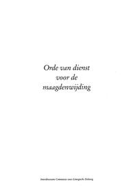 Orde van dienst voor de maagdenwijding